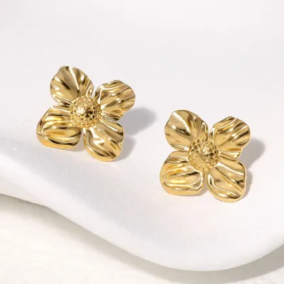 Vintage Flower Titanium Stainless Steel Stud Earring
