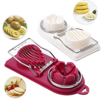 Multi-functional 2-in-1 Stainless Steel Egg Cutter Slicer 