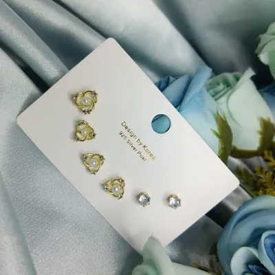  3 Pairs Mini Stud Earrings Set