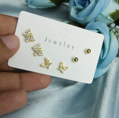  3 Pairs Mini Stud Earrings Set
