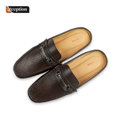 Genuine Bull Worthy High Fastness Crocodile Print Leather Half Shoe