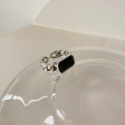 Punk Black Stone Ring