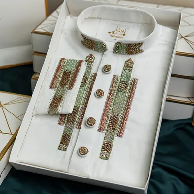 White Premium Zardozi Panjabi