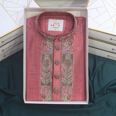 French Rose Zardozi Panjabi