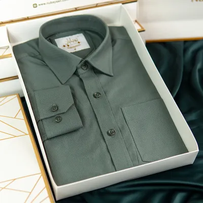Grey Teal Cotton Shirt
