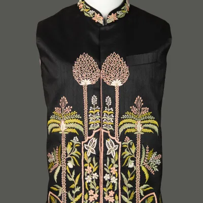 Black Embroidered Waistcoat