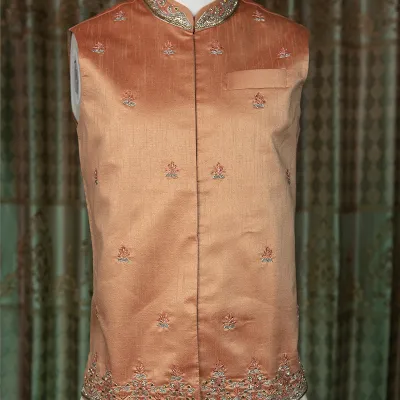 Coral Zardozi Waistcoat 