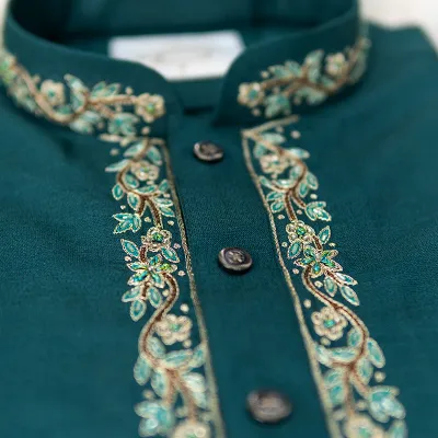 Pine Green Karchupi Panjabi 