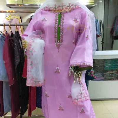 Orchide Embroidered organza silk shalwar kameez