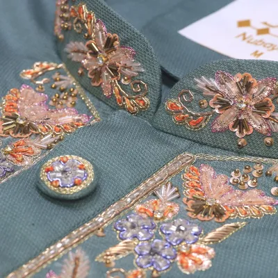 Grey Teal Zardozi Panjabi