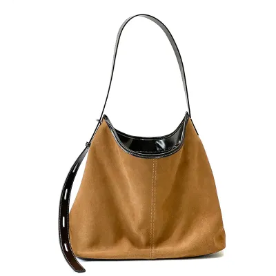 GENUINE LEATHER FROSTED BUCKET WOMEN'S TOTE BAG GB-9065Br
