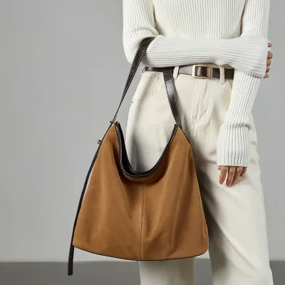 GENUINE LEATHER FROSTED BUCKET WOMEN'S TOTE BAG GB-9065Br