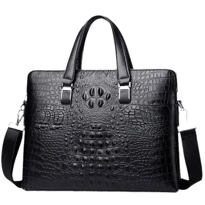 CROCODILE PATTERN DOUBLE ZIPPER BRIEFCASE BAG GB-1325B