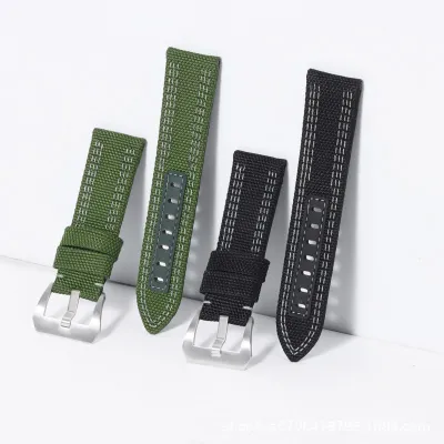 DOUBLE LAYER WOVEN CLOTH COWHIDE WATCH STRAP GB-WBF0055GrS