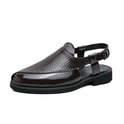 WOVEN PATTERN PERSONALIZED LEATHER SANDAL GB-1699