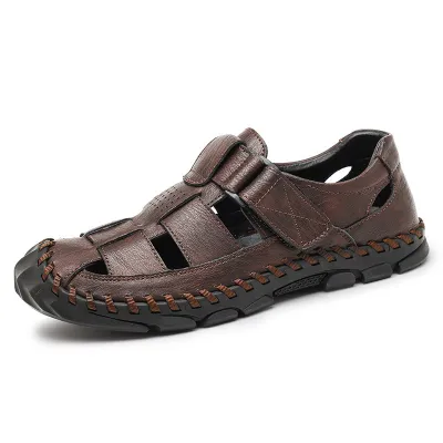 BAOTOU GENUINE LEATHER HOLE LAZY ONE-STEP SANDAL GB-2899