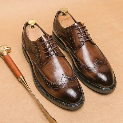 BROGUE GENUINE LEATHER POINTED PRESTIGE SHOE GB-0026