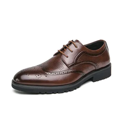 BRITISH BROGUE CARVED FORMAL LEATHER SHOE GB-3841