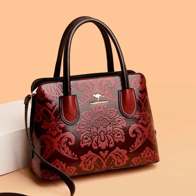 PEONY FLOWER TEXTURE EMBOSSED FESTIVE BRIDAL BAG CROSSBODY HANDBAG GB-8623R