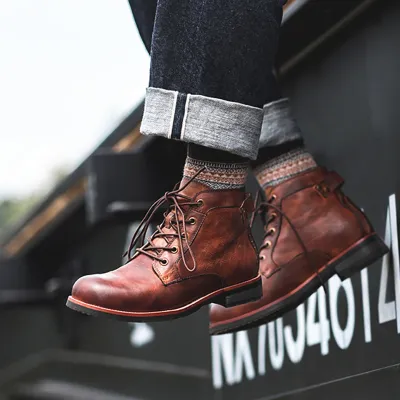 MARTIN STYLE RETRO MOTORCYCLE BOOTS GB-6078