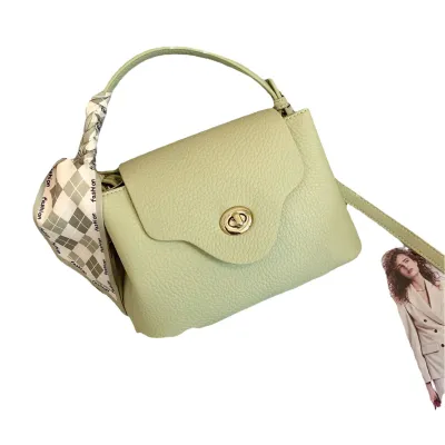 GENUINE LEATHER TRENDY WITH SILK SCARF LYCHEE PATTERN ONE-SHOULDER HANDBAG GB-0471BGr
