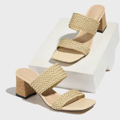 BRAIDED MULE HIGH HEELS CASUAL WOMEN'S SANDAL GB-3373