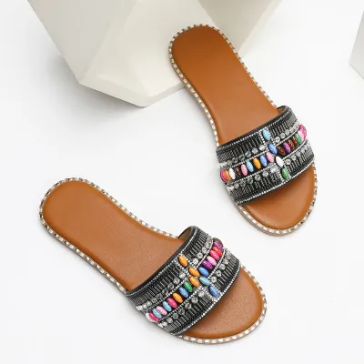 ETHNIC STYLE ONE-LINE WOMEN'S SLIPPERS GB-8322