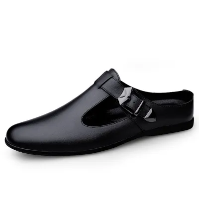 Retro Half-Slip Men's Leather Shoes