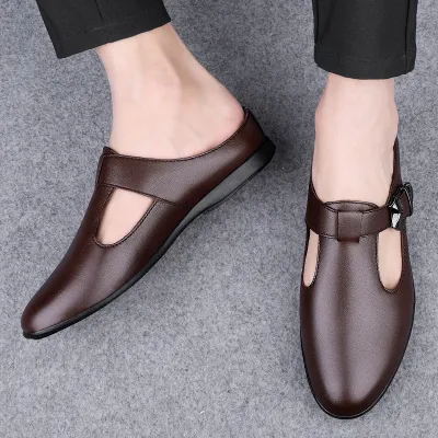 Retro Half-Slip Men's Leather Shoes