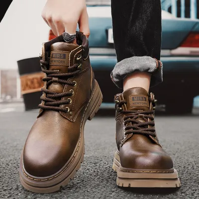 High-Top Men's Leather Martin Boots
