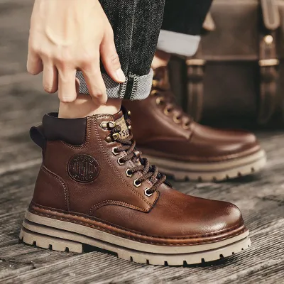 Genuine Leather Velvet Martin Boots