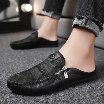 Zipper Leather Casual Shoes