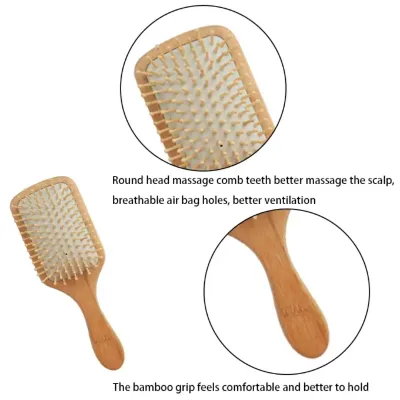 WOOD HANDLE HAIR COMB- SQUARE 