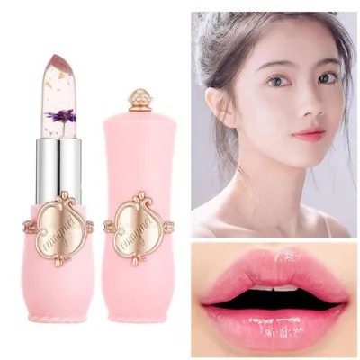 Emaymei Transparent Jelly Change Lipstick Waterproof Crystal Jelly Lipstick With Flower Inside 3.8gm(random color)