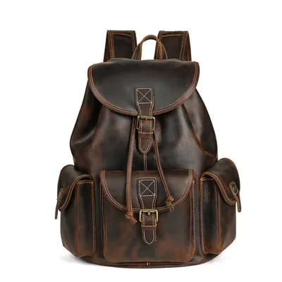 Multifunctional Outdoor Genuine Leather Travel Backpack