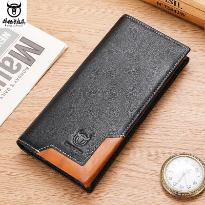 MEN'S LONG WALLET WAX LEATHER RETRO CAPTAIN NIU LEATHER