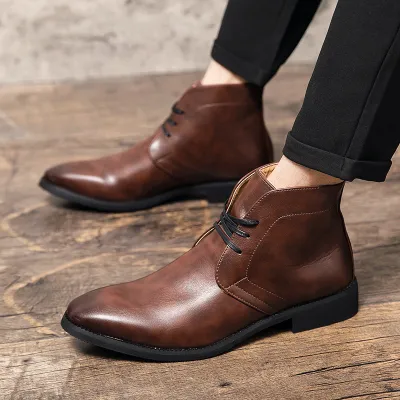 Cross-border Leather Boots Autumn and Winter New Boots Fashion British Style shoes