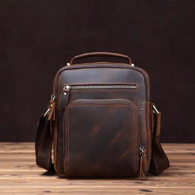  European and American Crazy Horse Leather Shoulder Bag 
