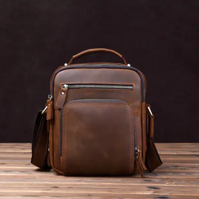  European and American Crazy Horse Leather Shoulder Bag 