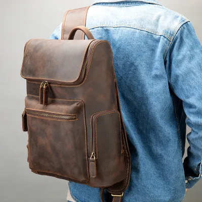 Horse Leather Vintage Backpack Men's Outdoor Travel Backpack