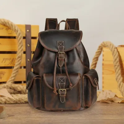 Multifunctional Outdoor Genuine Leather Travel Backpack