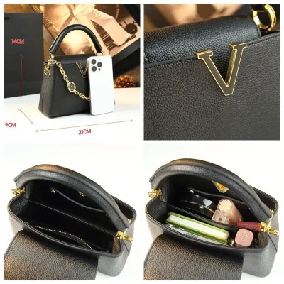 Texture Genuine Leather Women's Luxury Large Capacity Single Shoulder Crossbody Bag