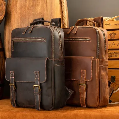  Horse Leather European and American Hot-selling Retro Men's Backpack