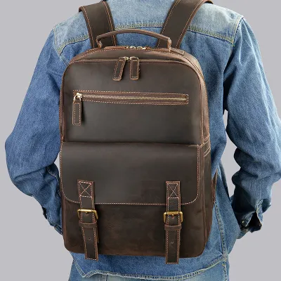 Horse Leather European and American Hot-selling Retro Men's Backpack