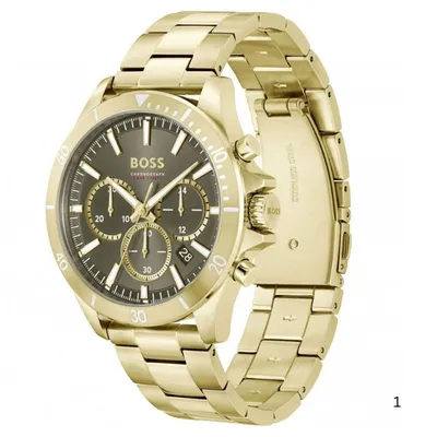 BOSS Men's Troper | Khaki Chronograph Dial | Gold Stainless Steel Bracelet
