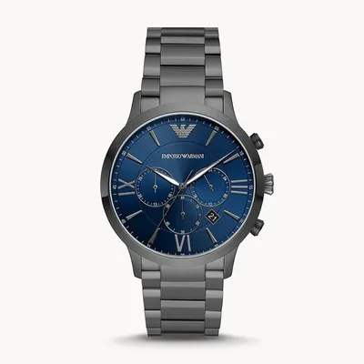 EMPORIO ARMANI Giovanni Dark Blue Dial Grey Stainless Steel Men's Watch