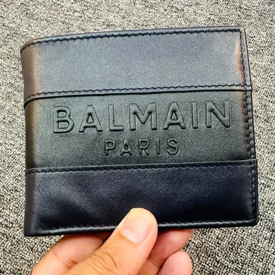 B A L M A I N BLACK LEATHER WALLET