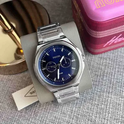 AUTHENTIC FOSSIL EVANSTON SILVER BLUE CHRONOGRAPH MEN'S WATCH