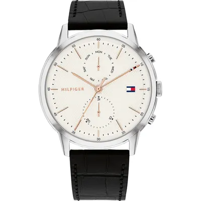 Tommy Hilfiger Men's Black Leather Strap Dress Watch