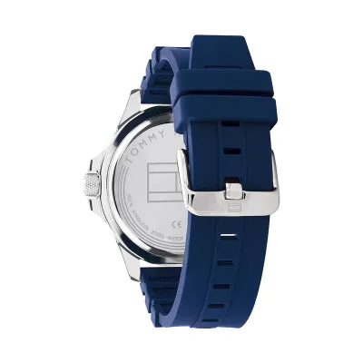 TOMMY HILFIGER- STYLISH RYAN BLUE DIAL GREEN SILICON STRAP WATCH 